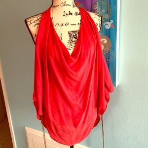 Haute Hippie silk cold shoulder cowl neck top sz S